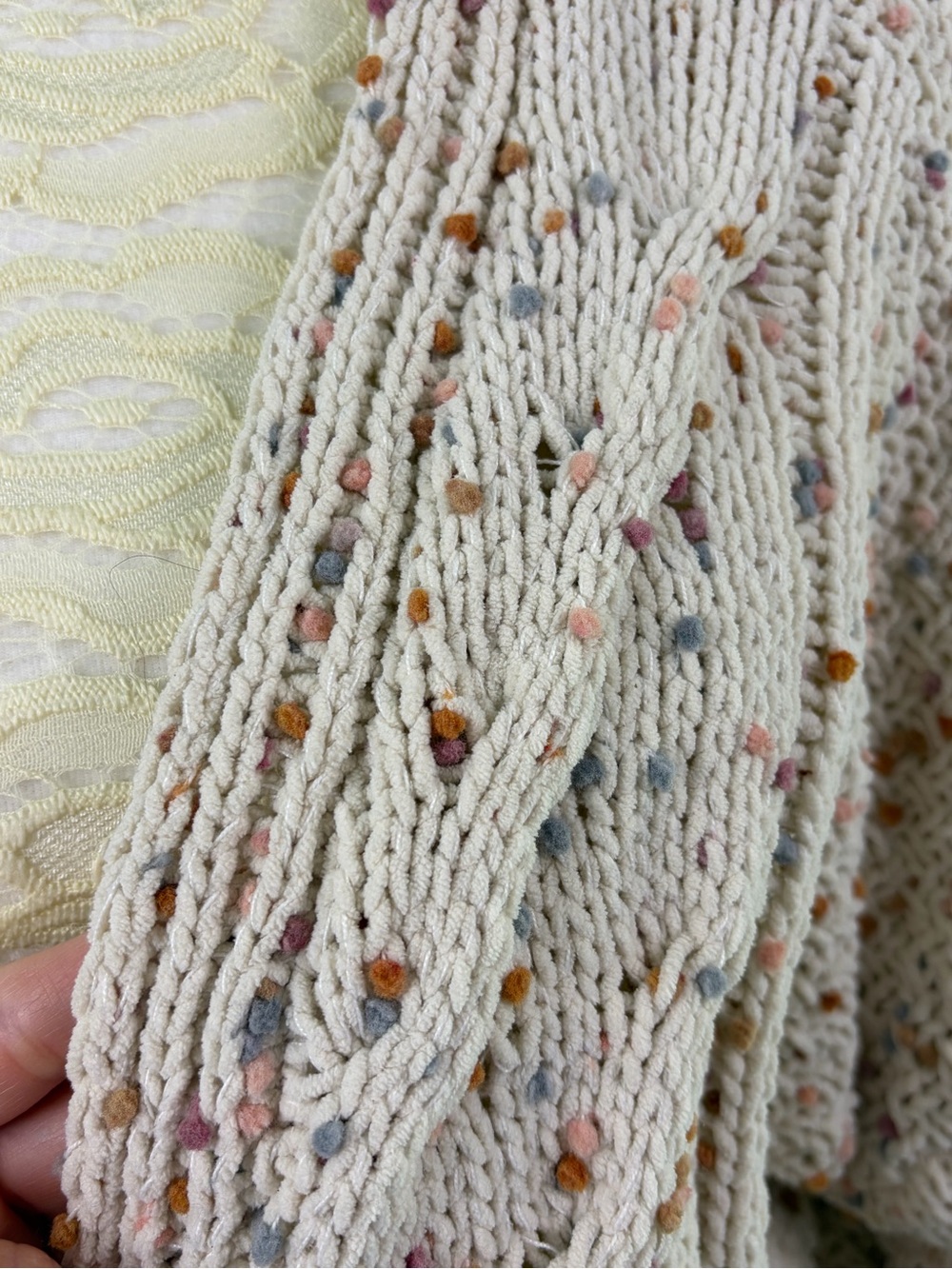 Moon & Madison Open Front Cropped Chunky Knit Cardigan Confetti Speckled Small - Picture 7 of 13